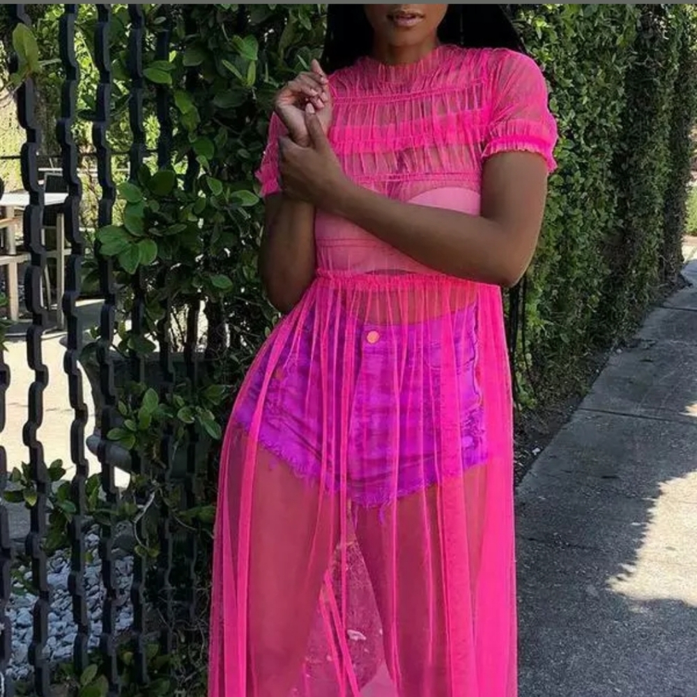 "See- Me Through Spring "Mesh Maxi Dress - Picture 3 of 3